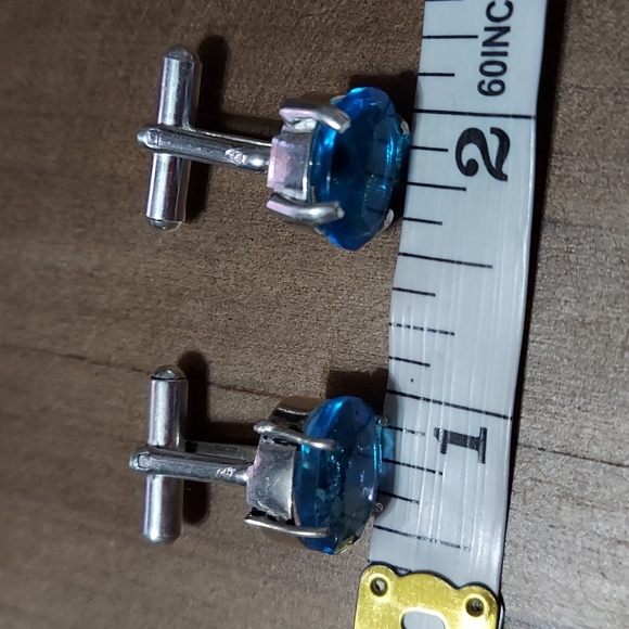 Blue Topaz Sterling Silver Cuff Links - Picture 5 of 7